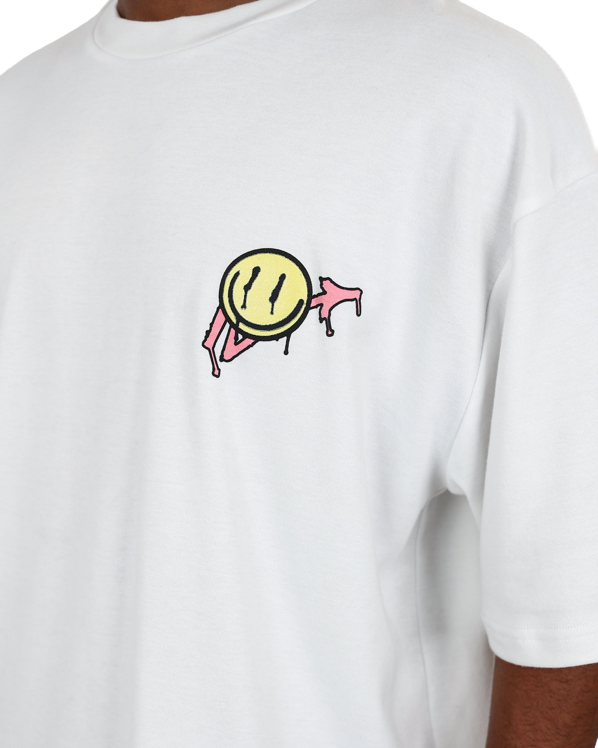 Short Sleeve "Put On A Happy Face" Graphic Print T-Shirt