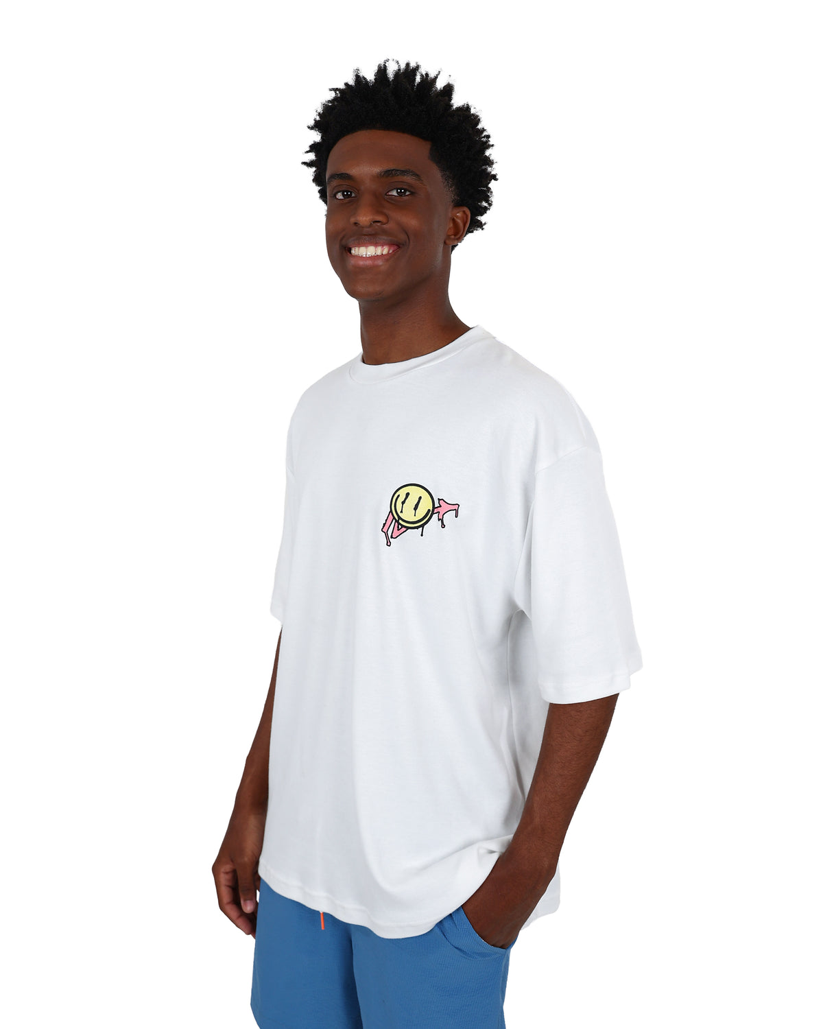 Short Sleeve "Put On A Happy Face" Graphic Print T-Shirt