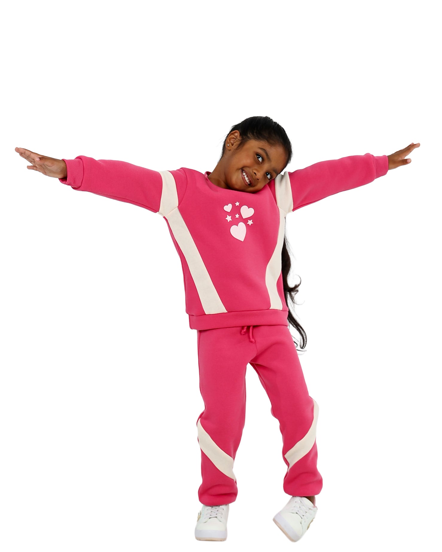 Cerise Colour Block Heart Tracksuit