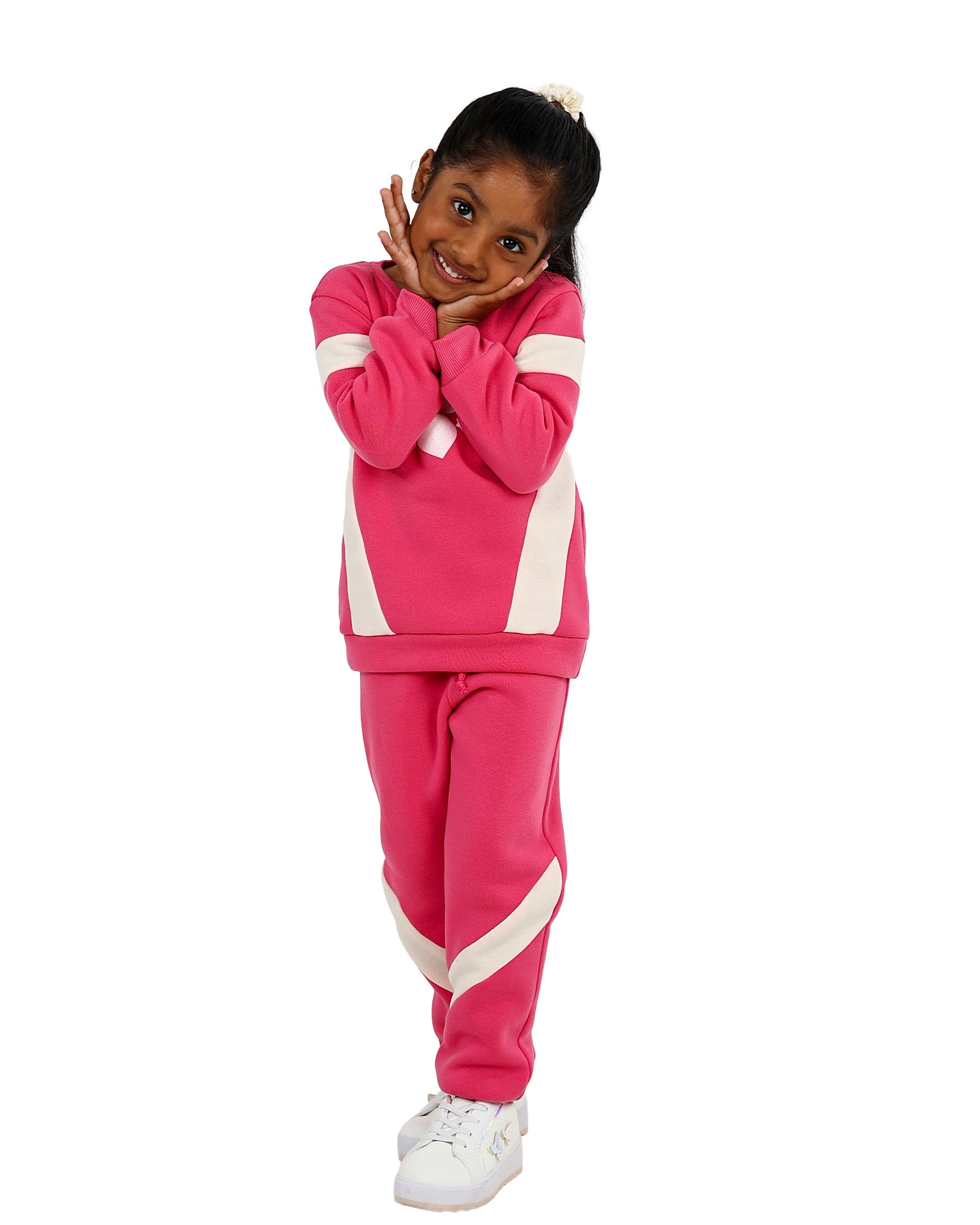Cerise Colour Block Heart Tracksuit