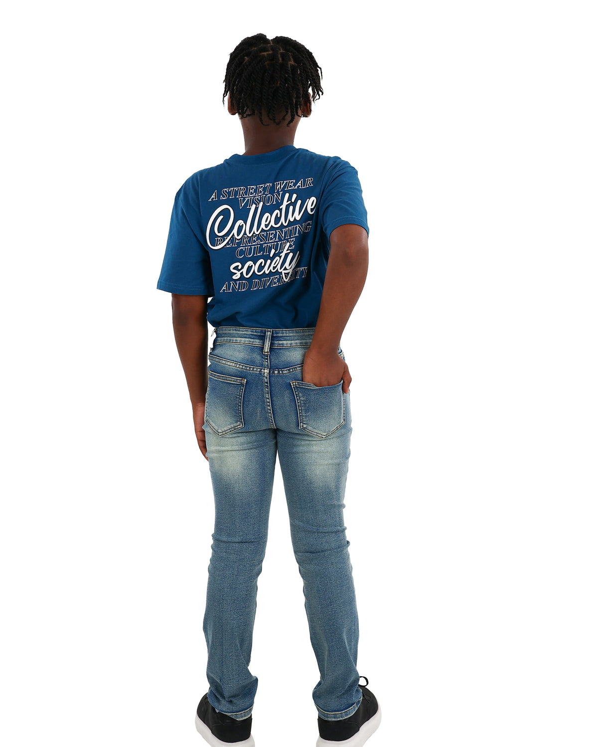 Medium Indigo Straight Leg Rip & Repair Jeans