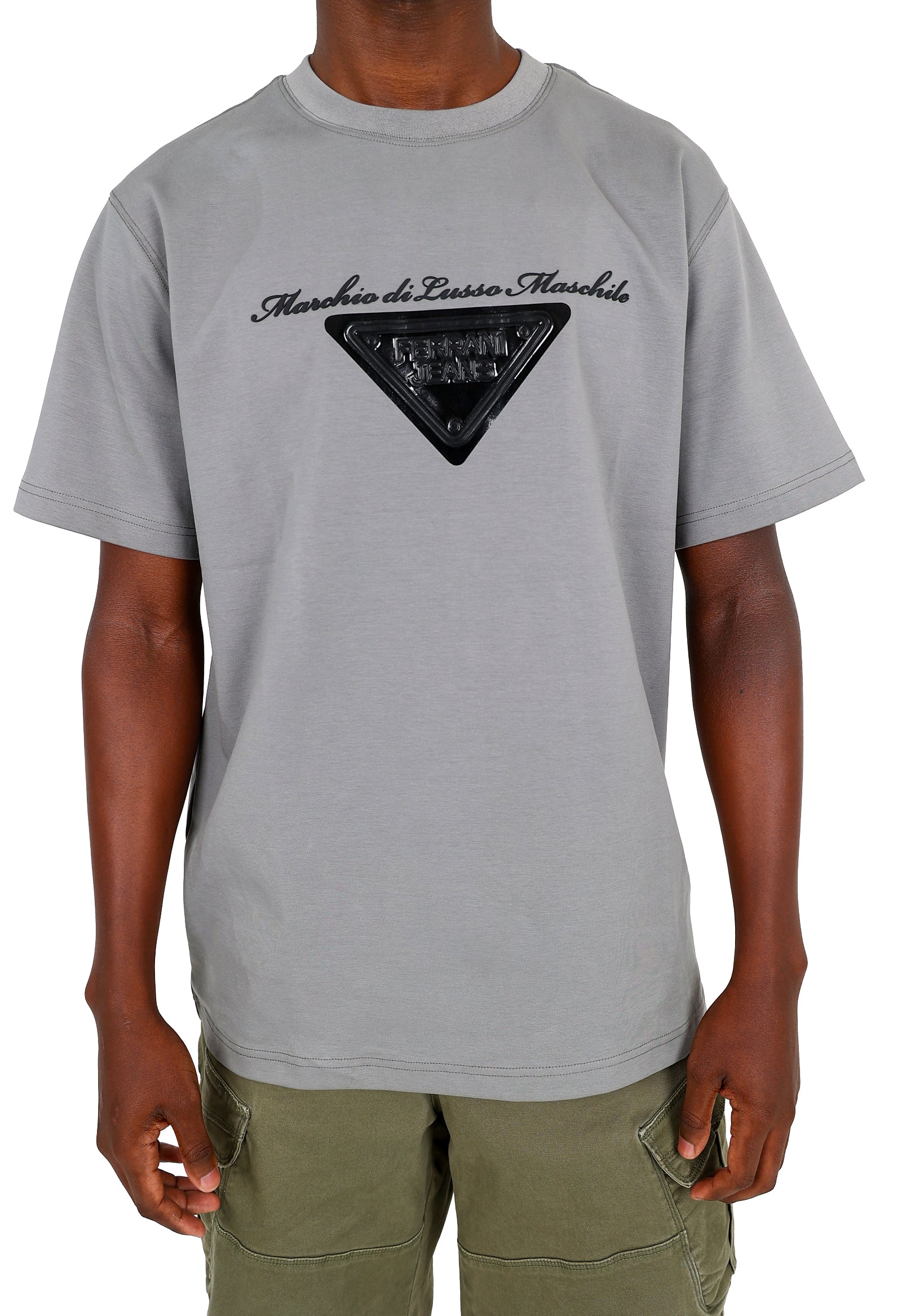 Ferrani Short Sleeve Grey Marchio Di Lusso Embellished T-Shirt