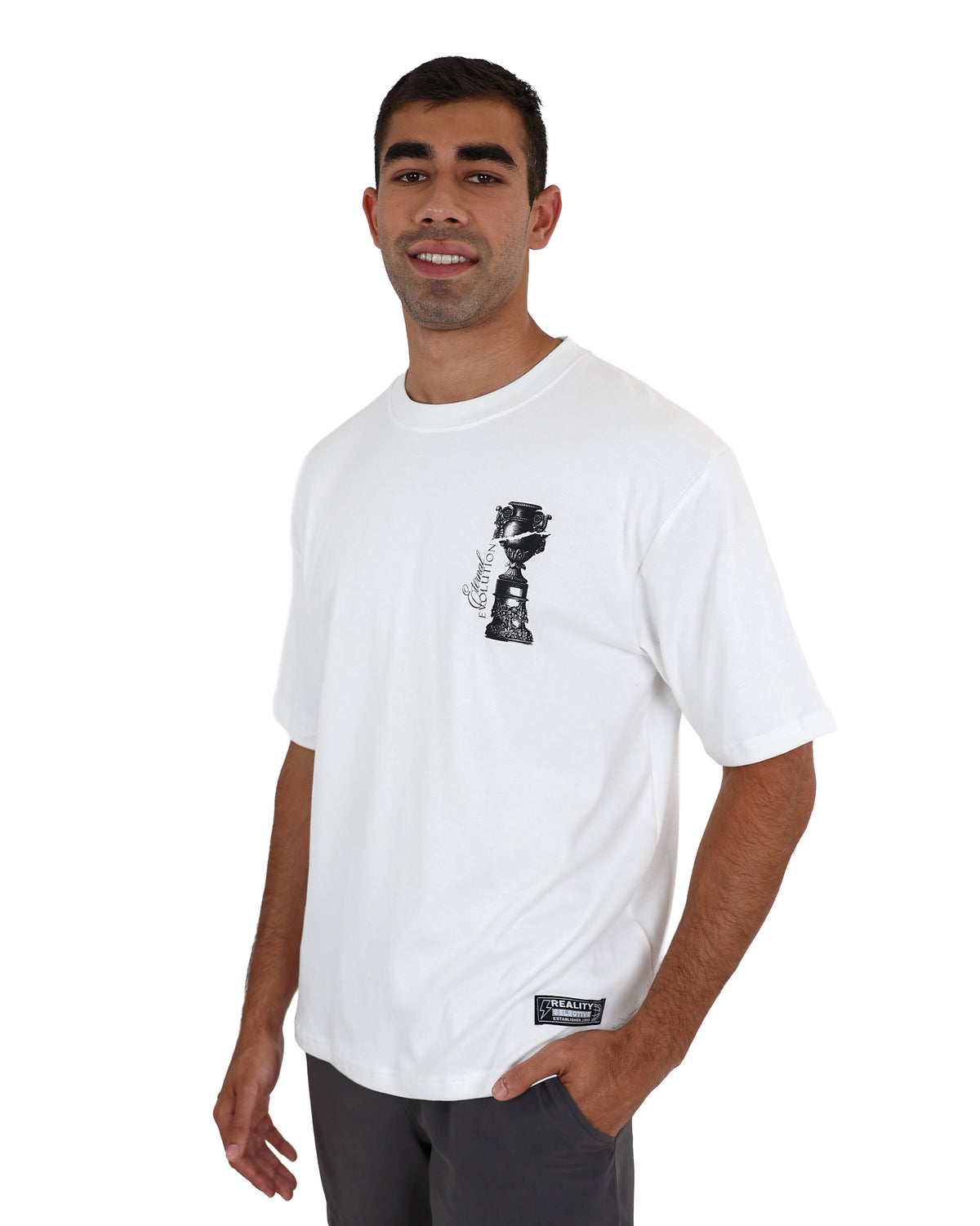 Short Sleeve "Evolution" Statement Graphic Print T-Shirt