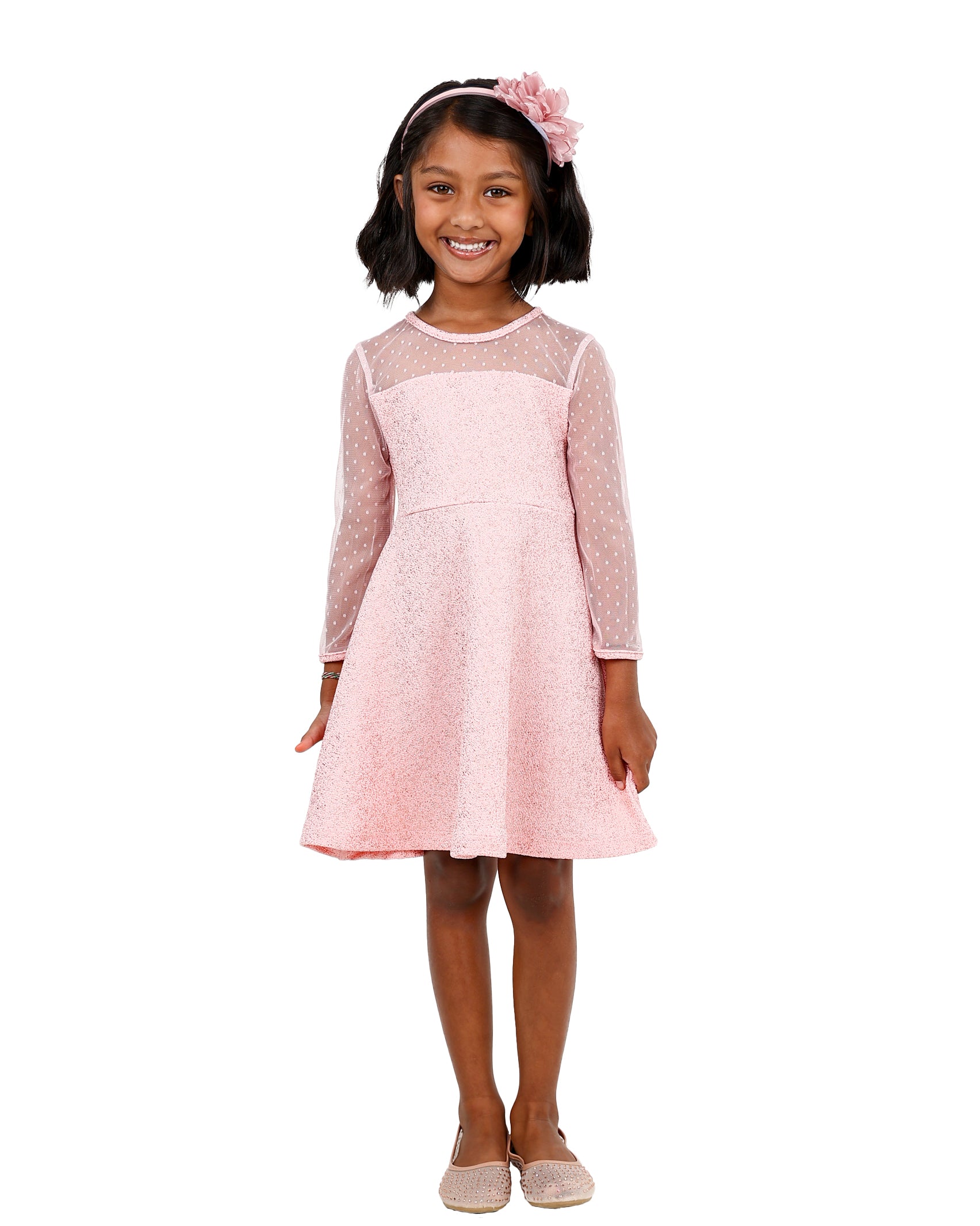 Speckled Glitter Long Sleeve Mesh Dress