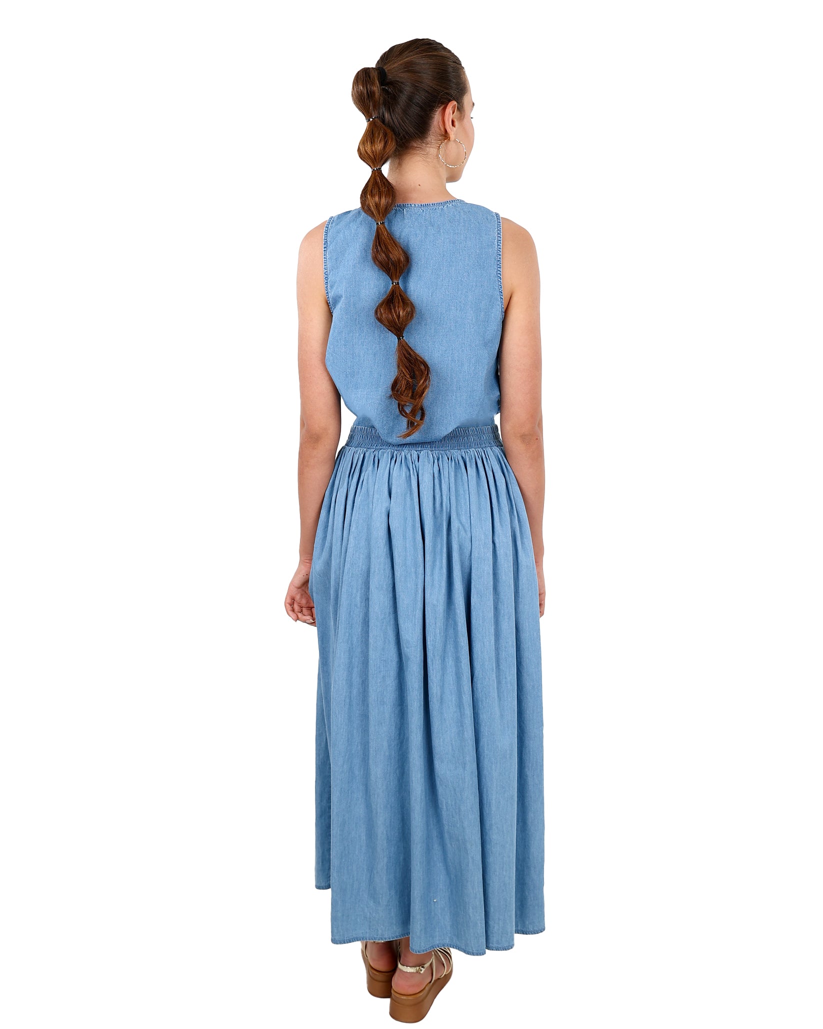 Denim Co-Ord Flared Maxi Skirt