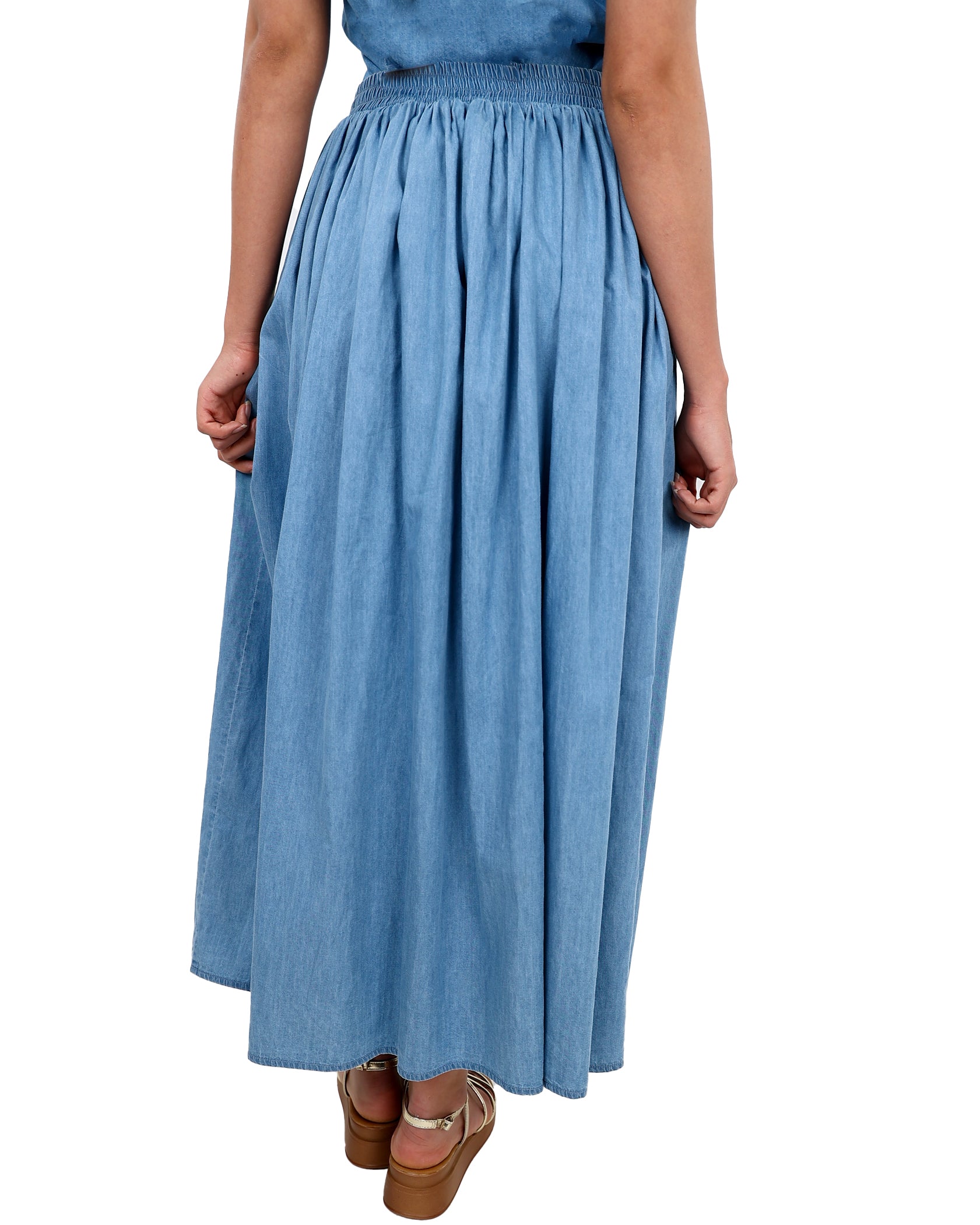 Denim Co-Ord Flared Maxi Skirt