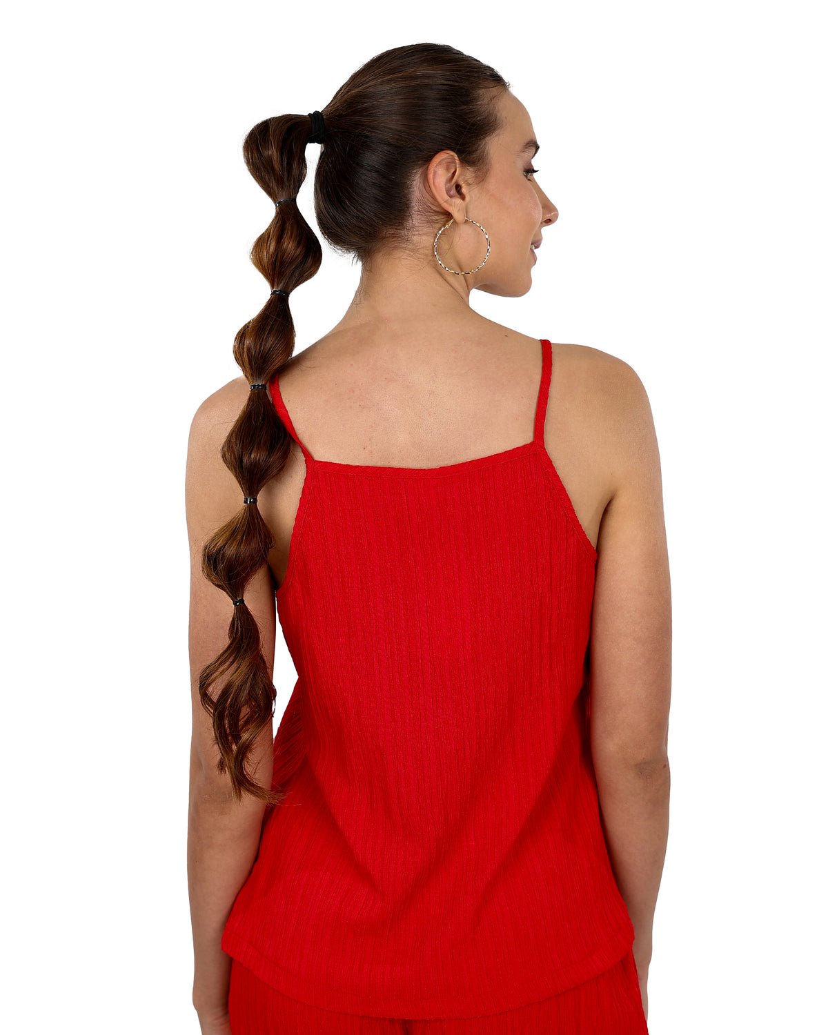 Strappy Red Crinkle Blouse