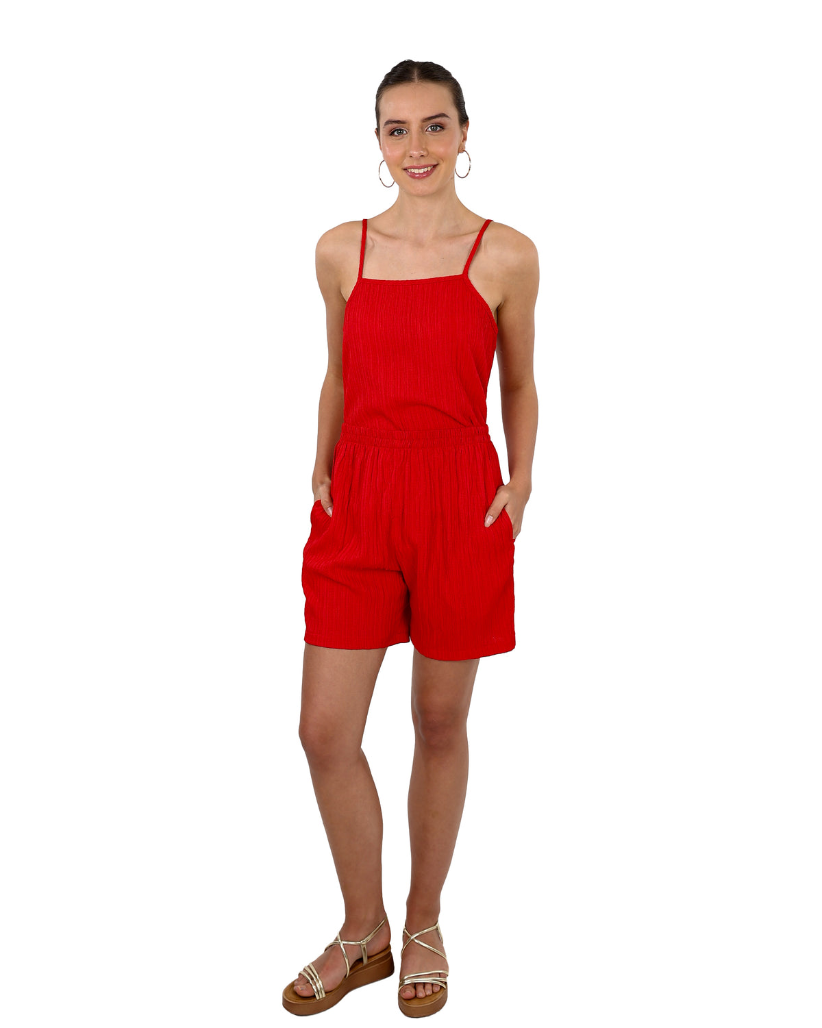 Red Elasticated Shorts
