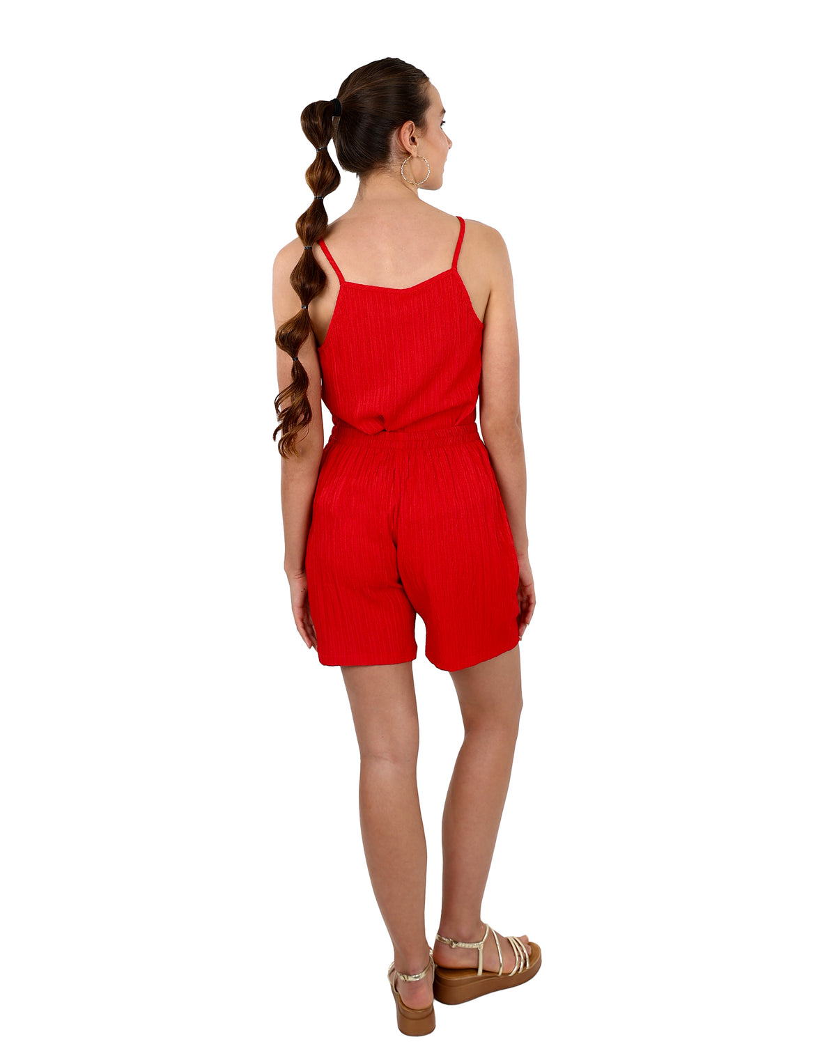 Red Elasticated Shorts