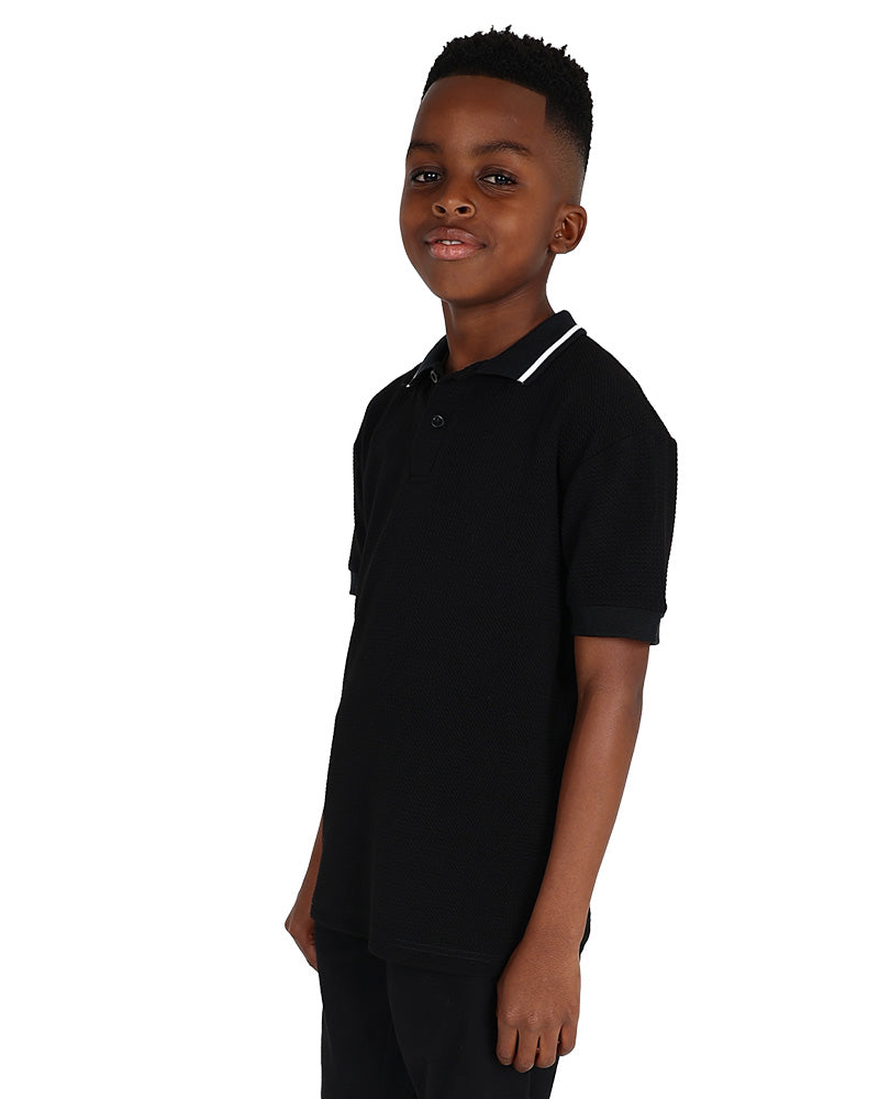 Short Sleeve Black Bubble Texture Golfer