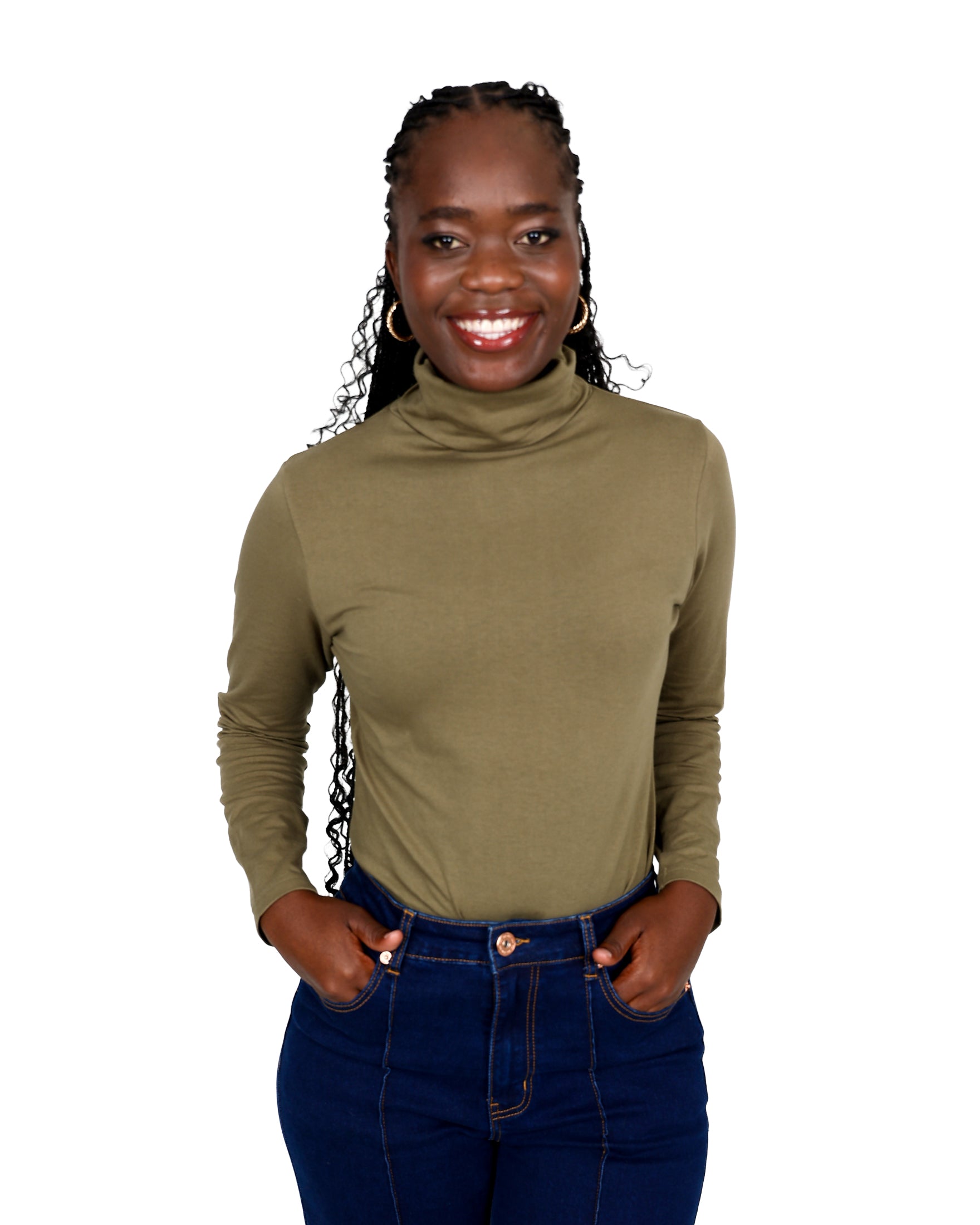 Olive Long Sleeve Polo Neck