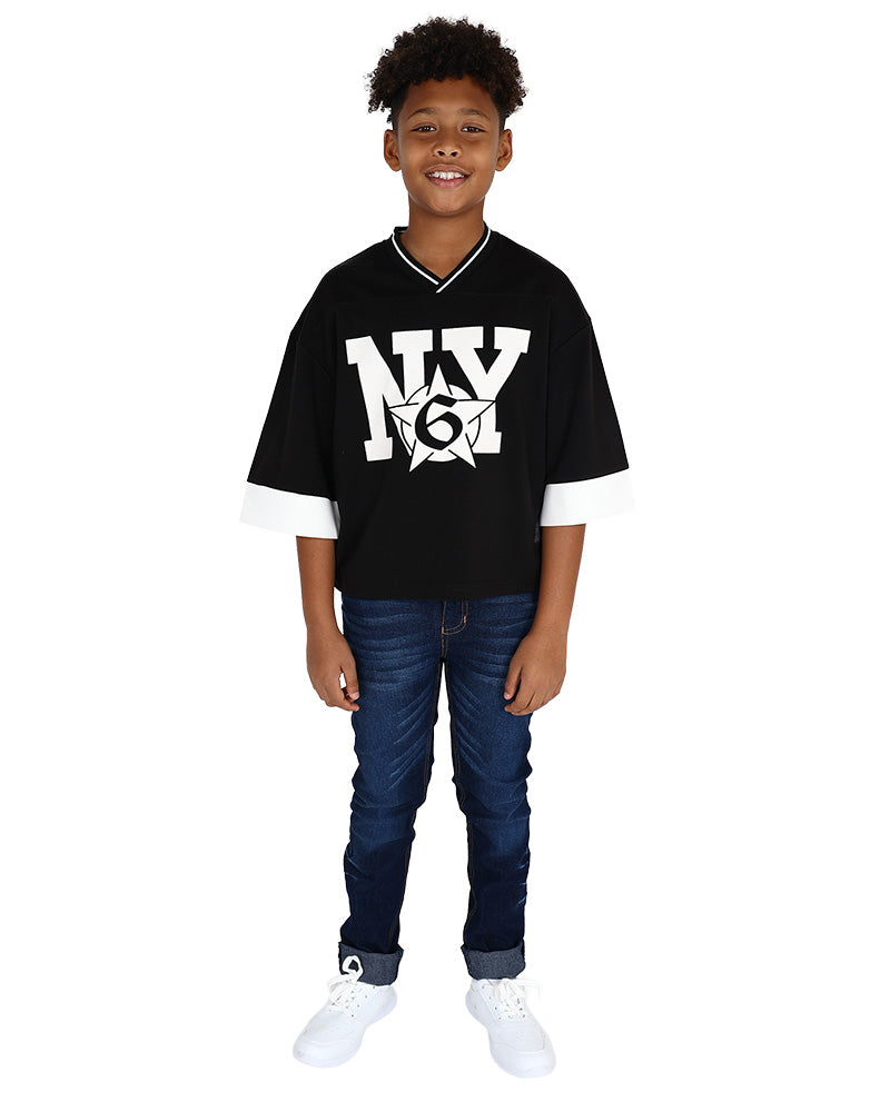 Short Sleeve Black Peep-Out NY Graphic Oversized T-Shirt