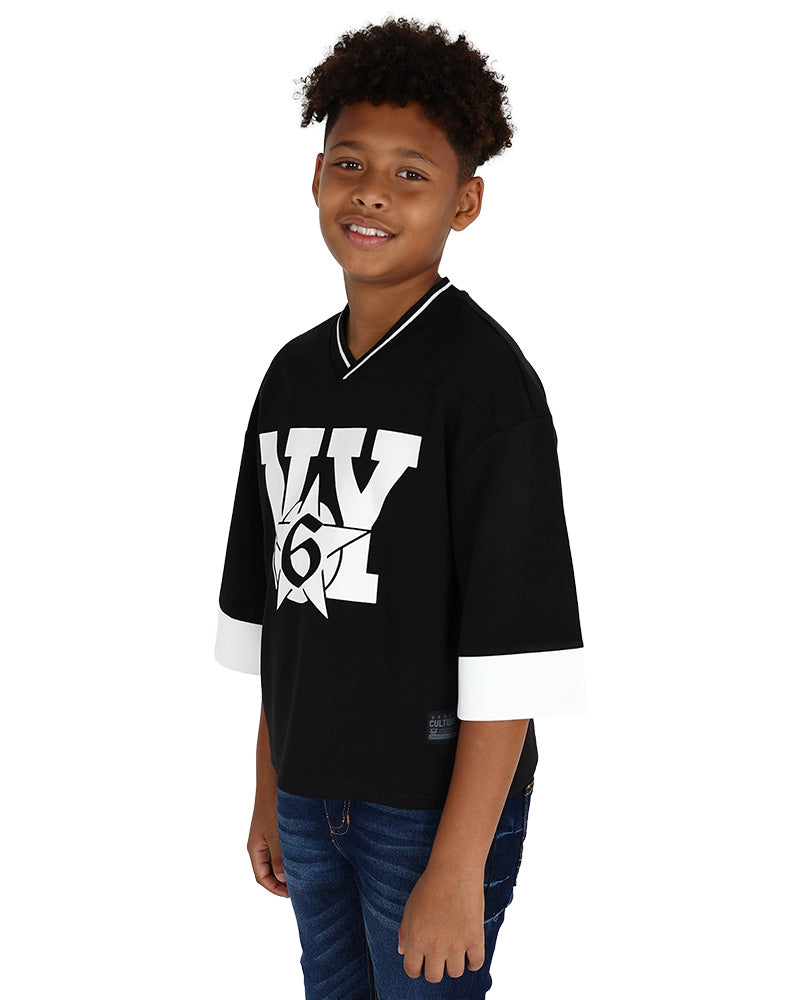Short Sleeve Black Peep-Out NY Graphic Oversized T-Shirt