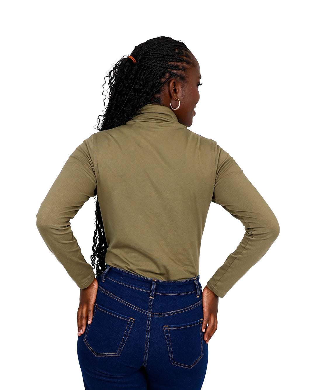 Olive Long Sleeve Polo Neck