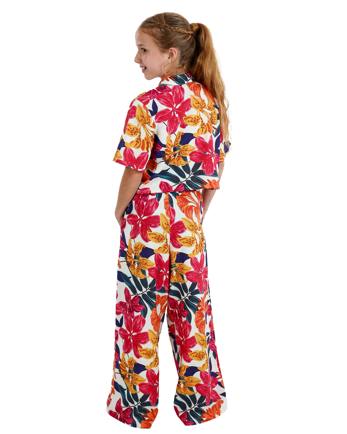 Bright Floral Print Co-Ord Wide Leg Pants