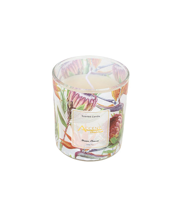 Protea Glass Floral Scented Candle