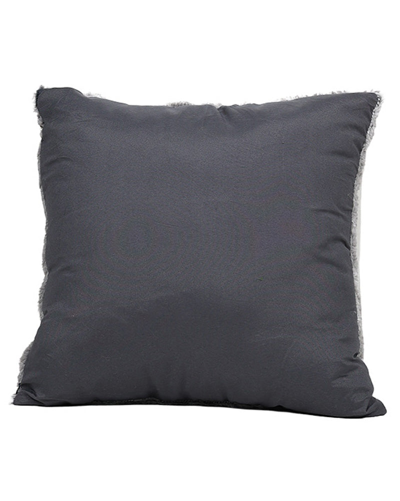 Grey Faux Fur Striped Scatter Cushion