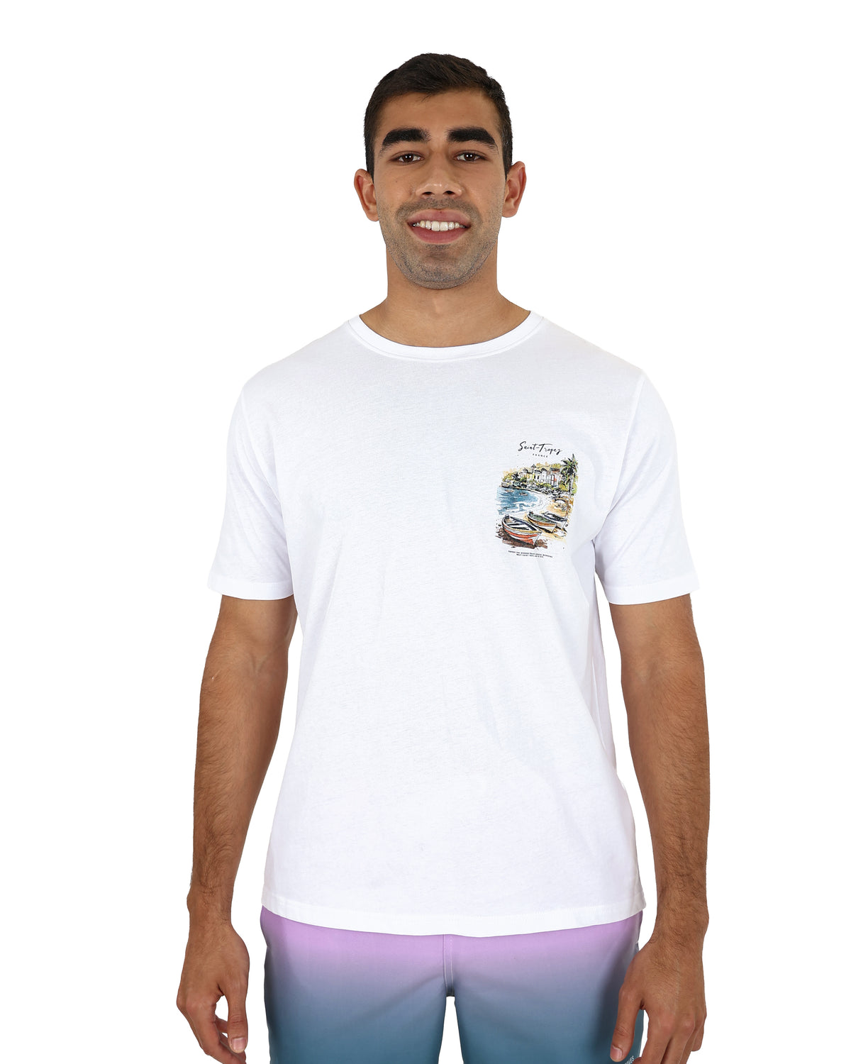 Short Sleeve White St Tropez Graphic T-Shirt