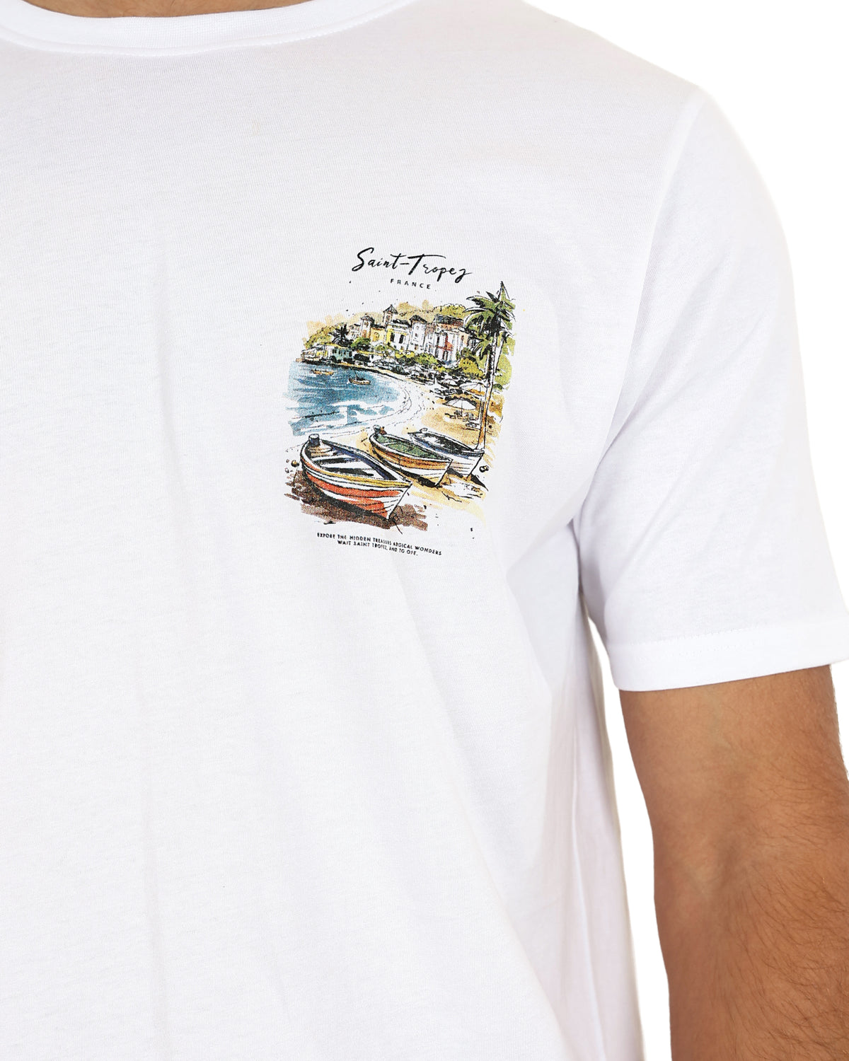 Short Sleeve White St Tropez Graphic T-Shirt