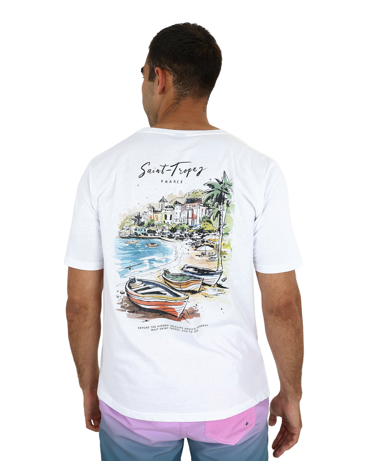 Short Sleeve White St Tropez Graphic T-Shirt