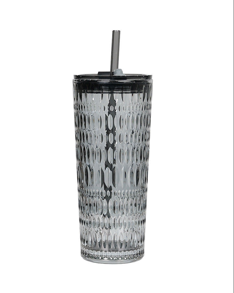 Ridged Grey Sippy Glass 520ml