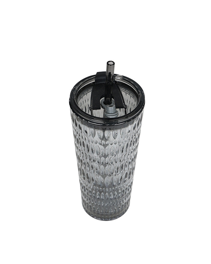 Ridged Grey Sippy Glass 520ml