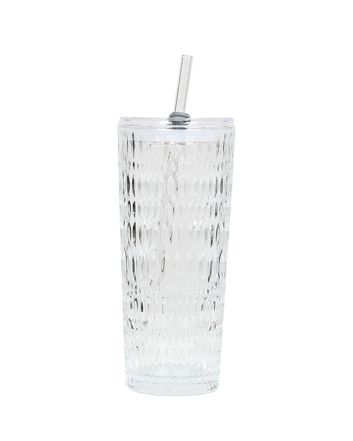 Ridged Clear Sippy Glass 520ml