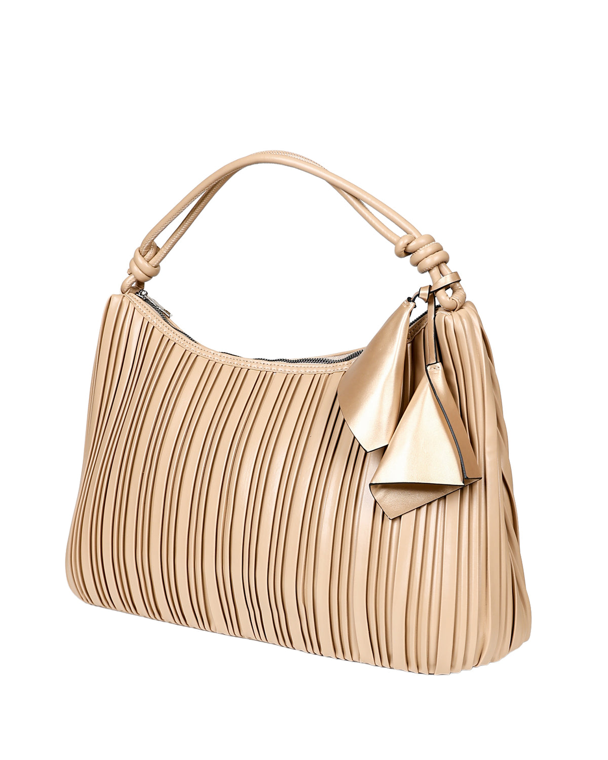 Tyla Tan Pleated Tote Bag