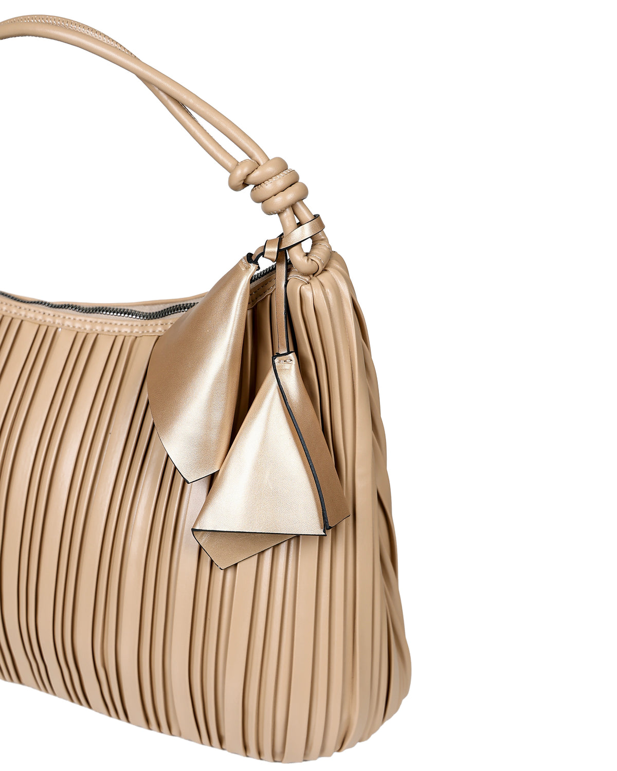 Tyla Tan Pleated Tote Bag