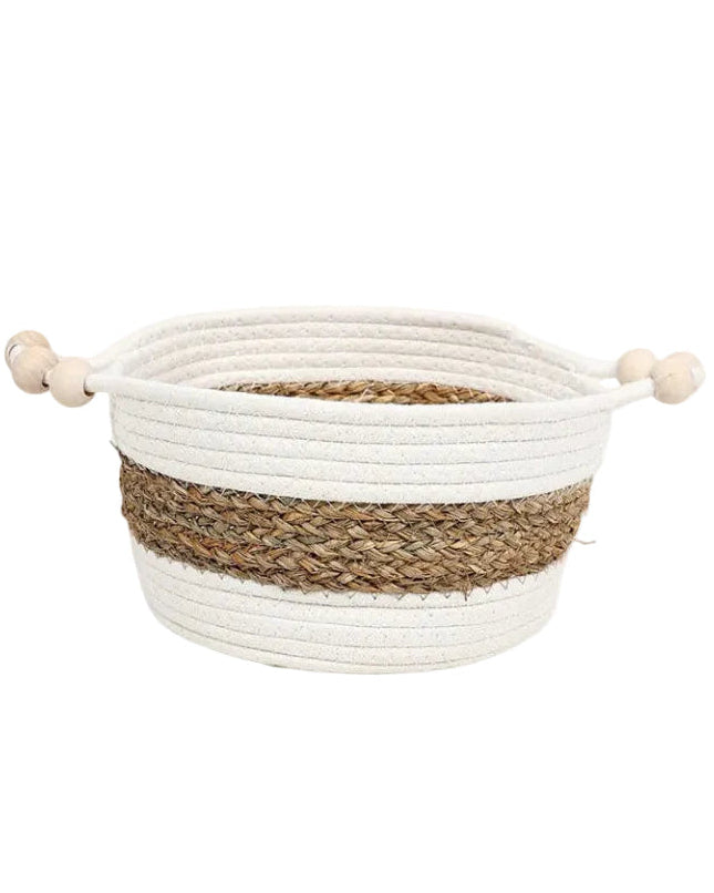 White & Natural Large Storage Basket
