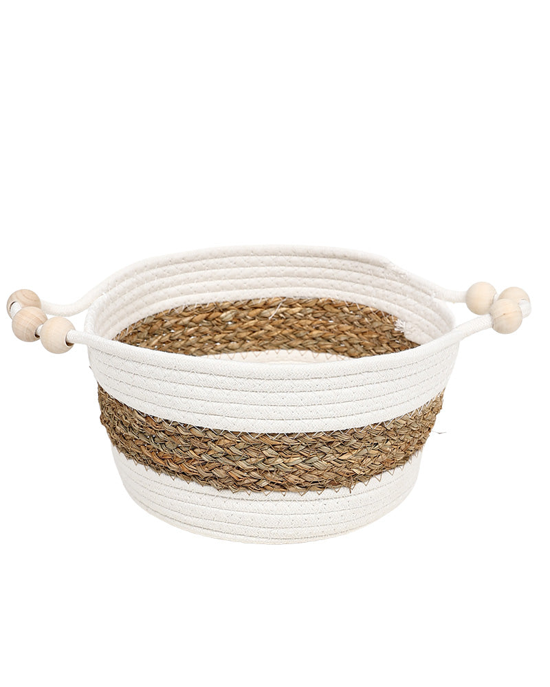 White & Natural Large Storage Basket