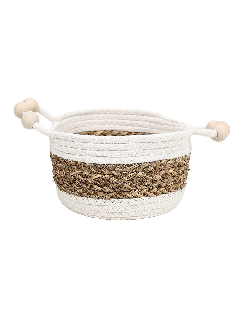 White & Natural Small Storage Basket