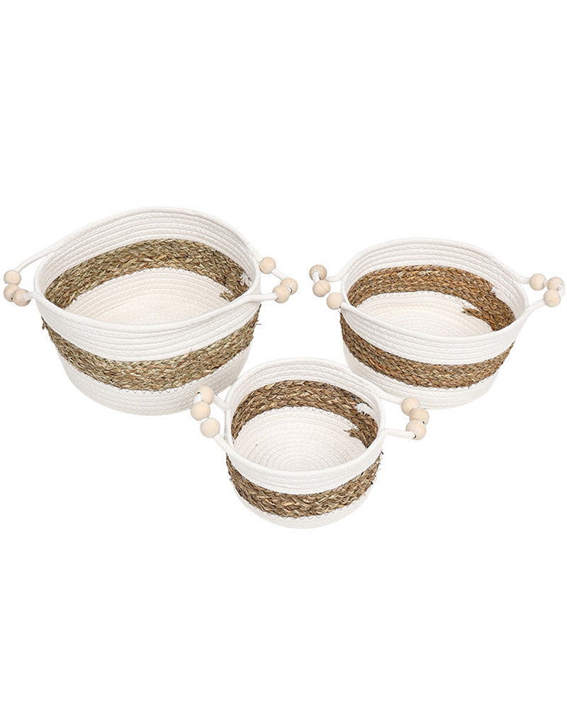 White & Natural Large Storage Basket