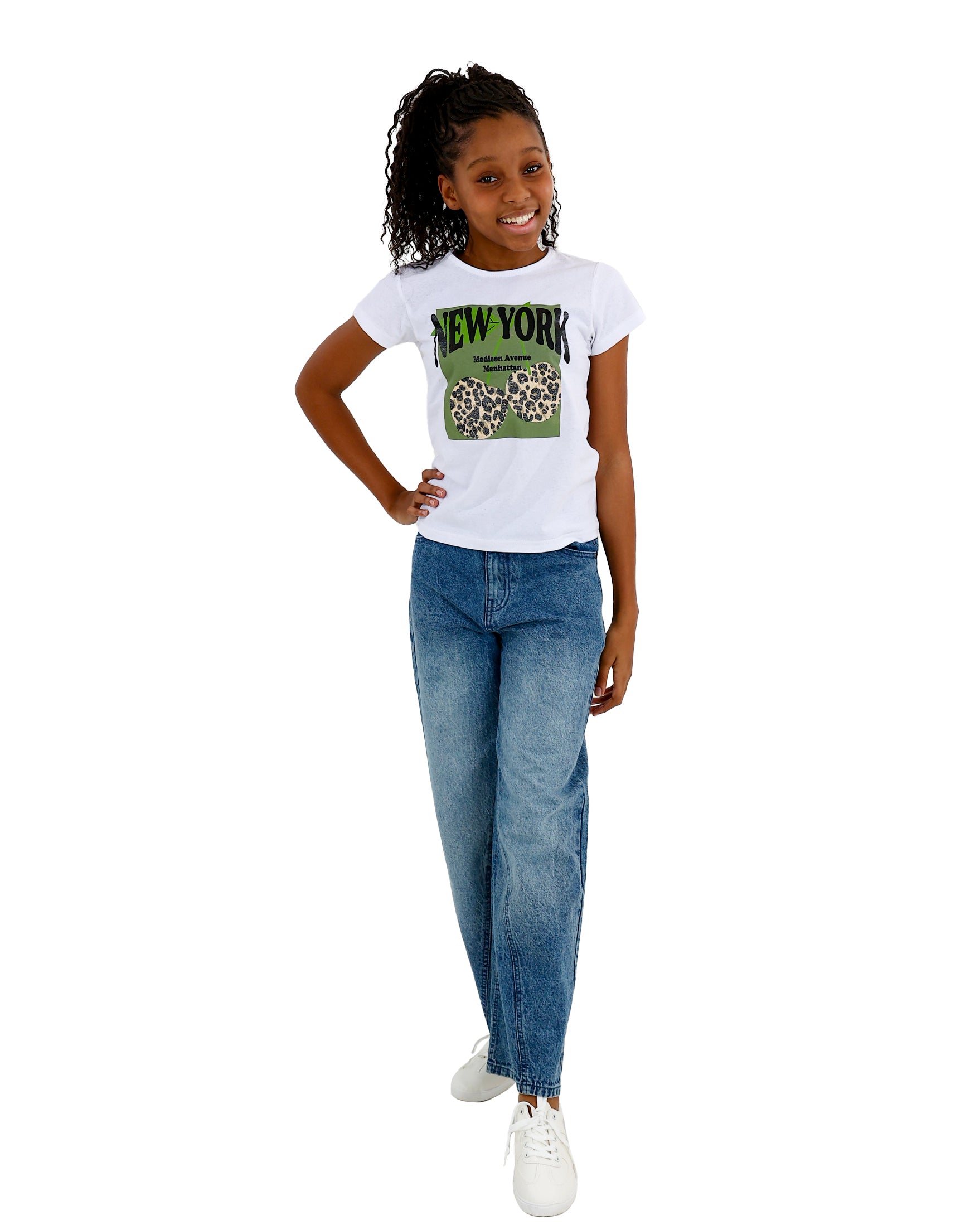 Short Sleeve New York Cherries Graphic Print T-Shirt