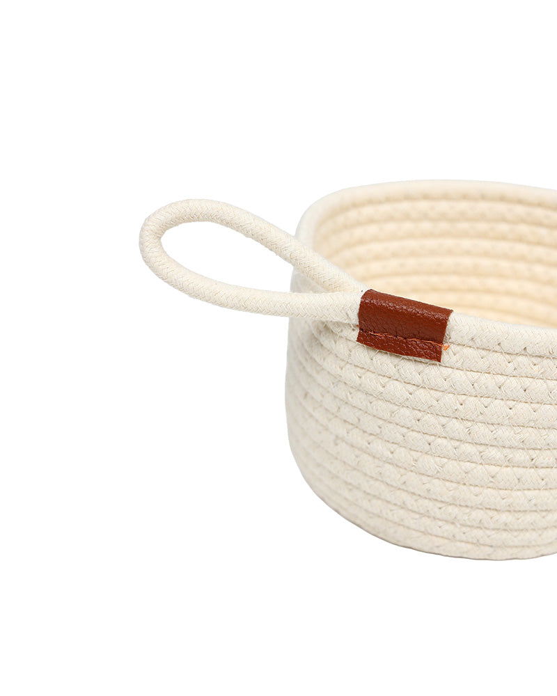 Cream Mini Cotton Rope Storage Basket