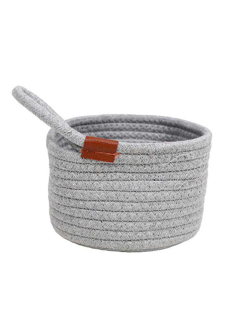 Grey Mini Cotton Rope Storage Basket