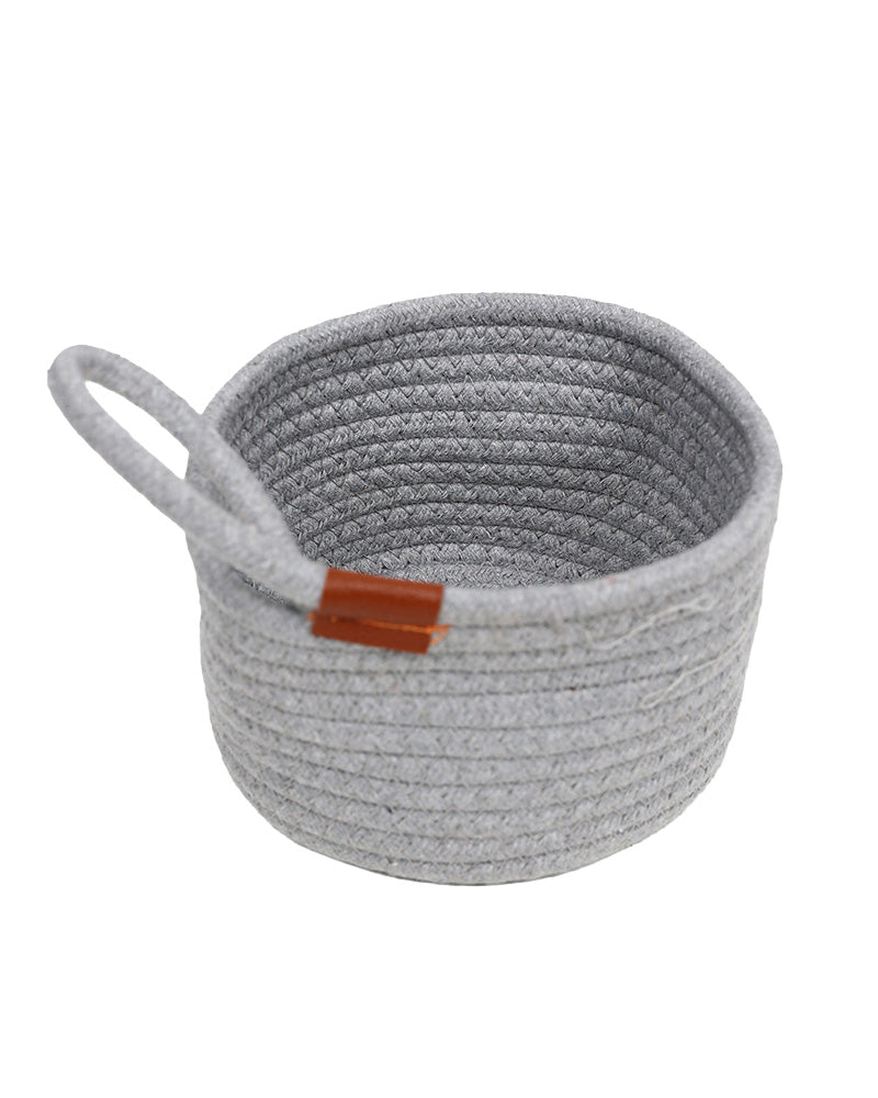 Grey Mini Cotton Rope Storage Basket