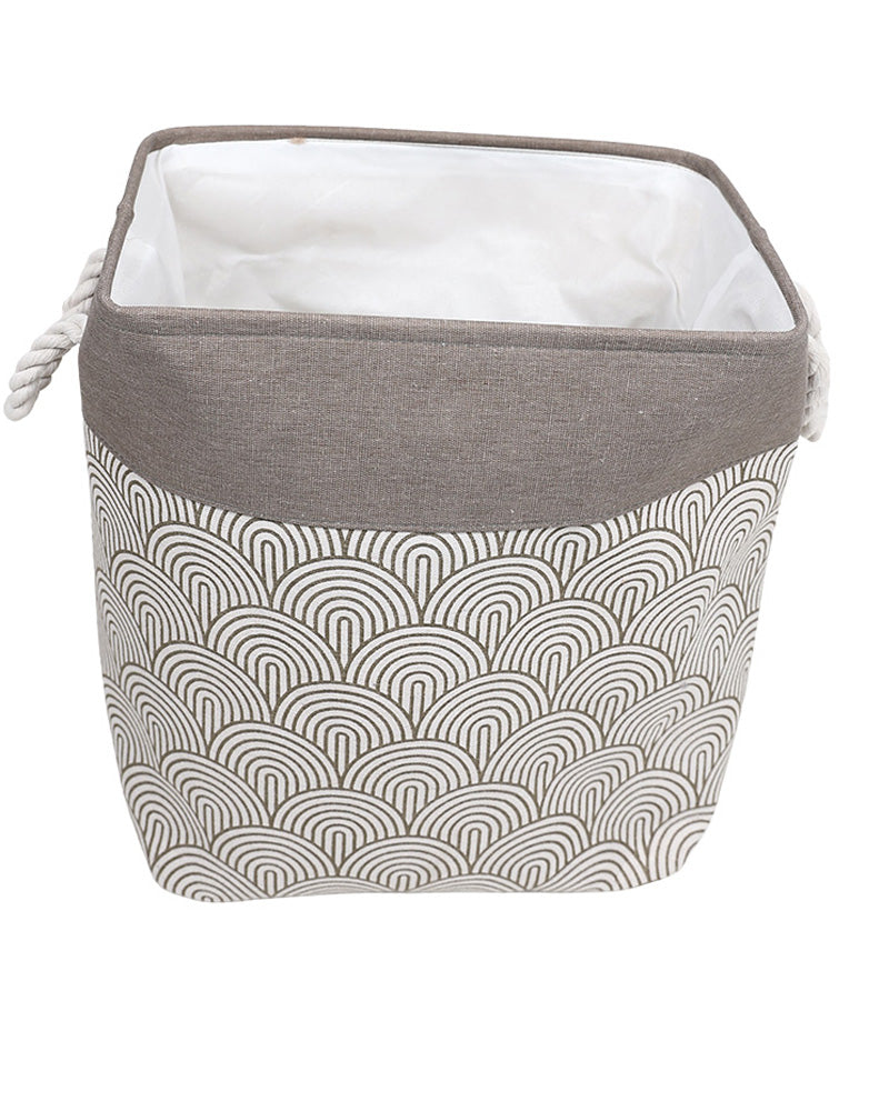 Natural Geometric Foldable Cotton Canvas Laundry Basket