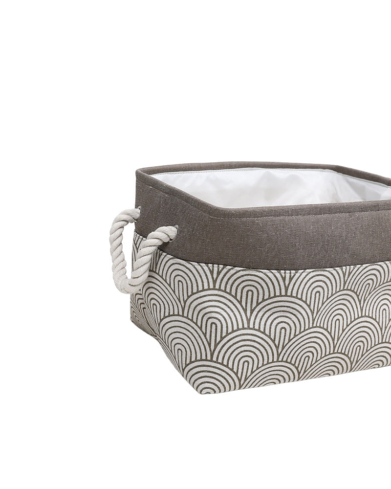 Natural Geometric Foldable Cotton Canvas Storage Basket