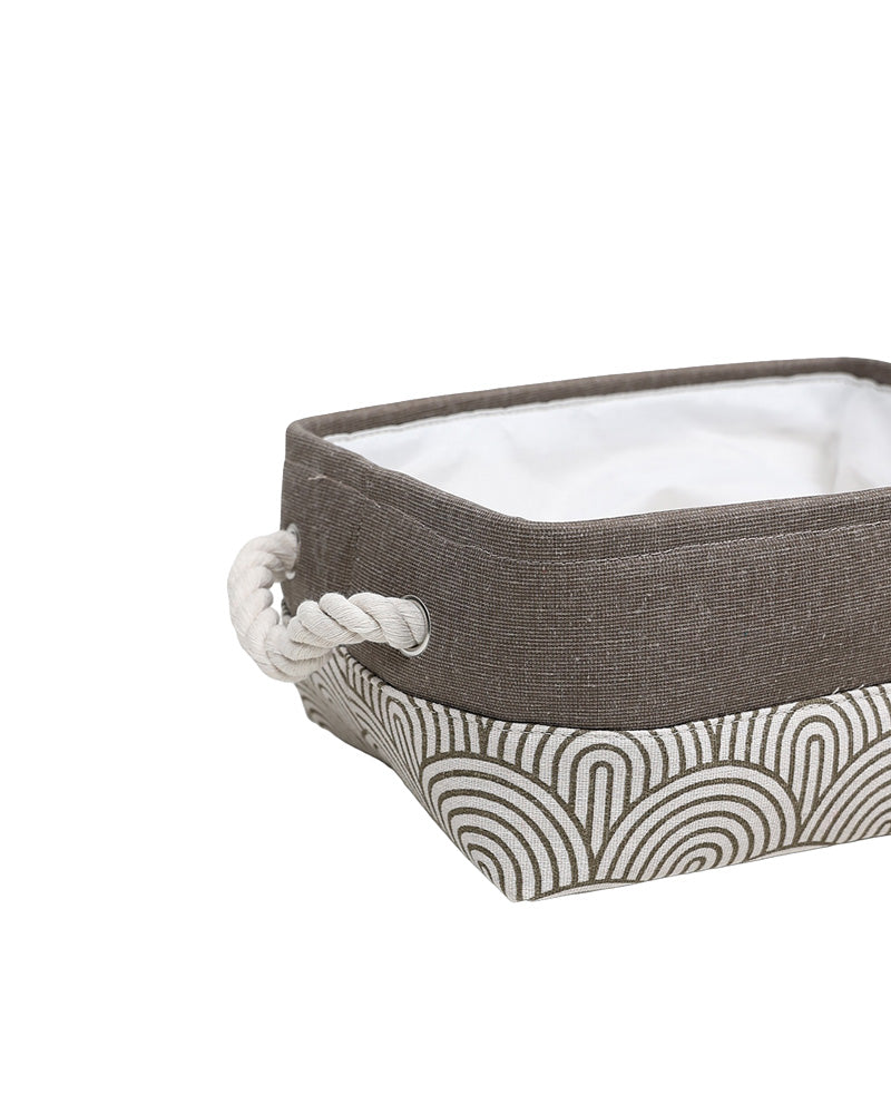Natural Geometric Foldable Cotton Canvas Storage Basket