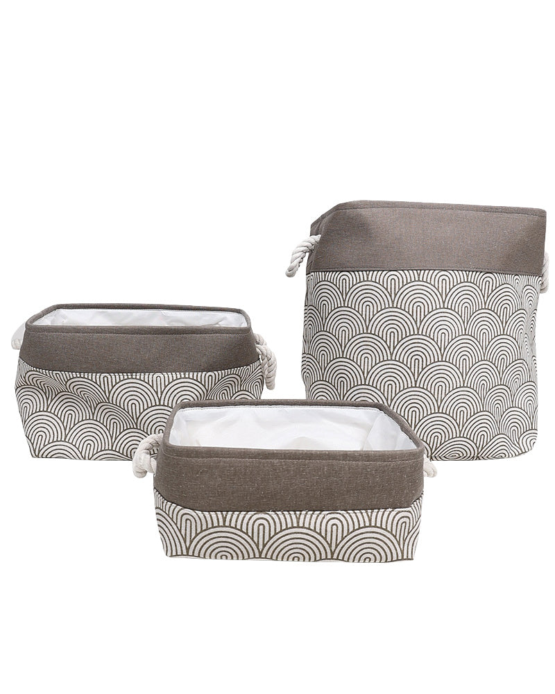 Natural Geometric Foldable Cotton Canvas Laundry Basket