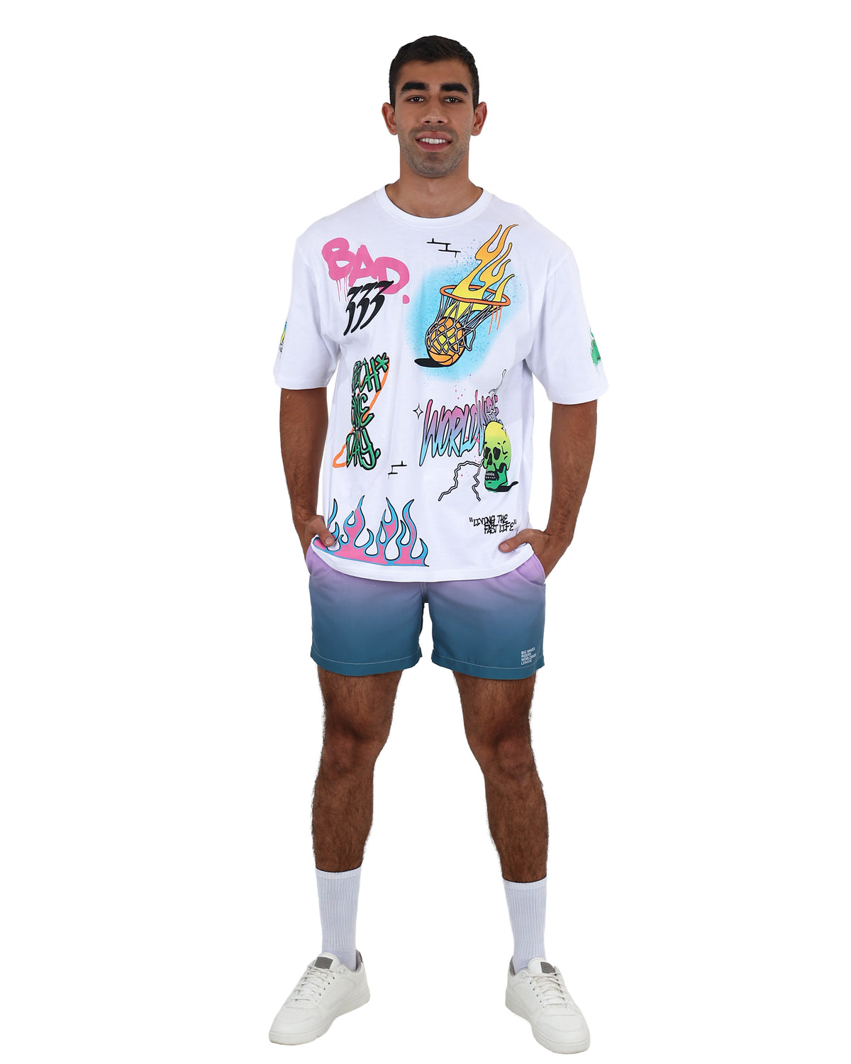 Short Sleeve Graffiti Stamp T-Shirt
