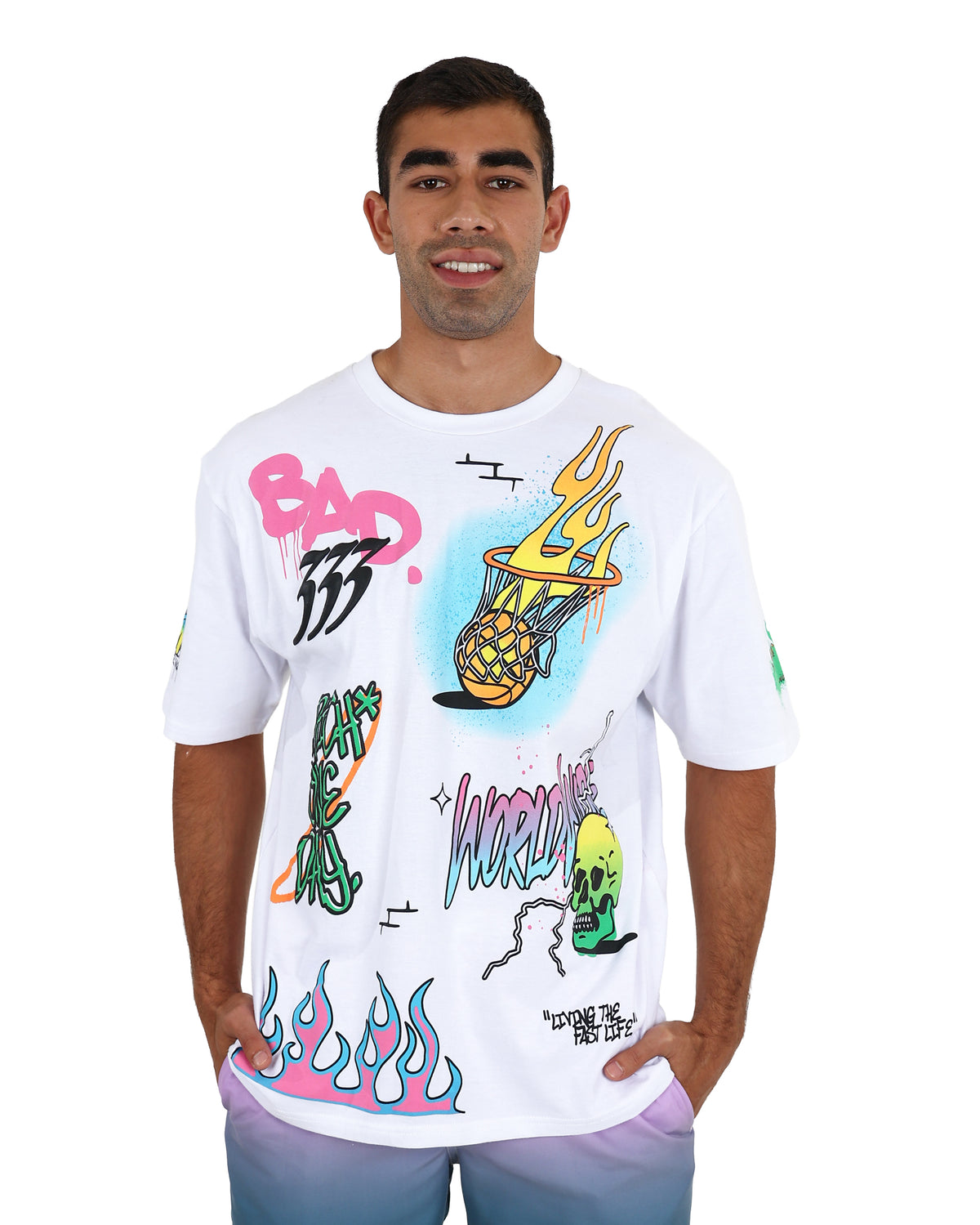Short Sleeve Graffiti Stamp T-Shirt