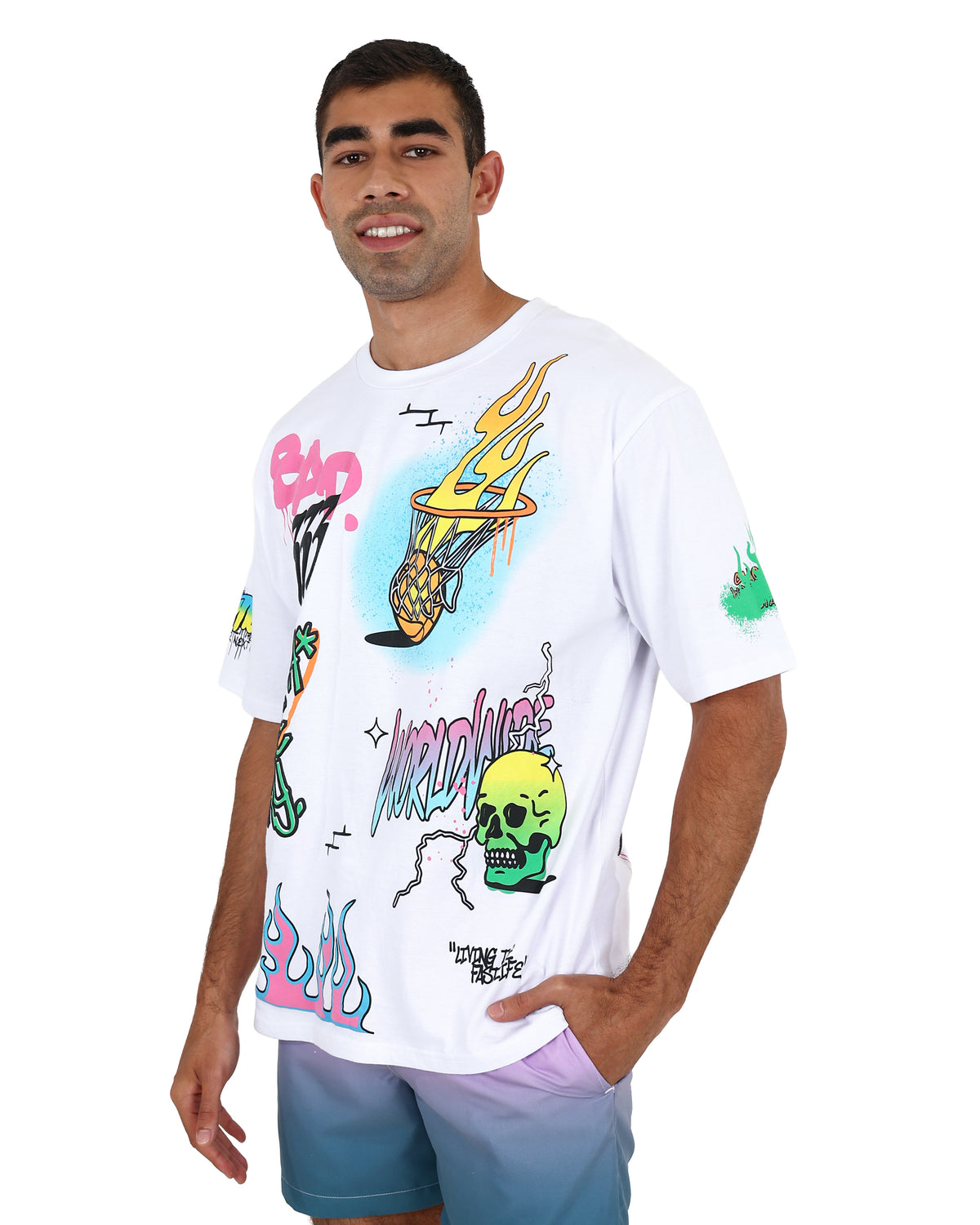 Short Sleeve Graffiti Stamp T-Shirt