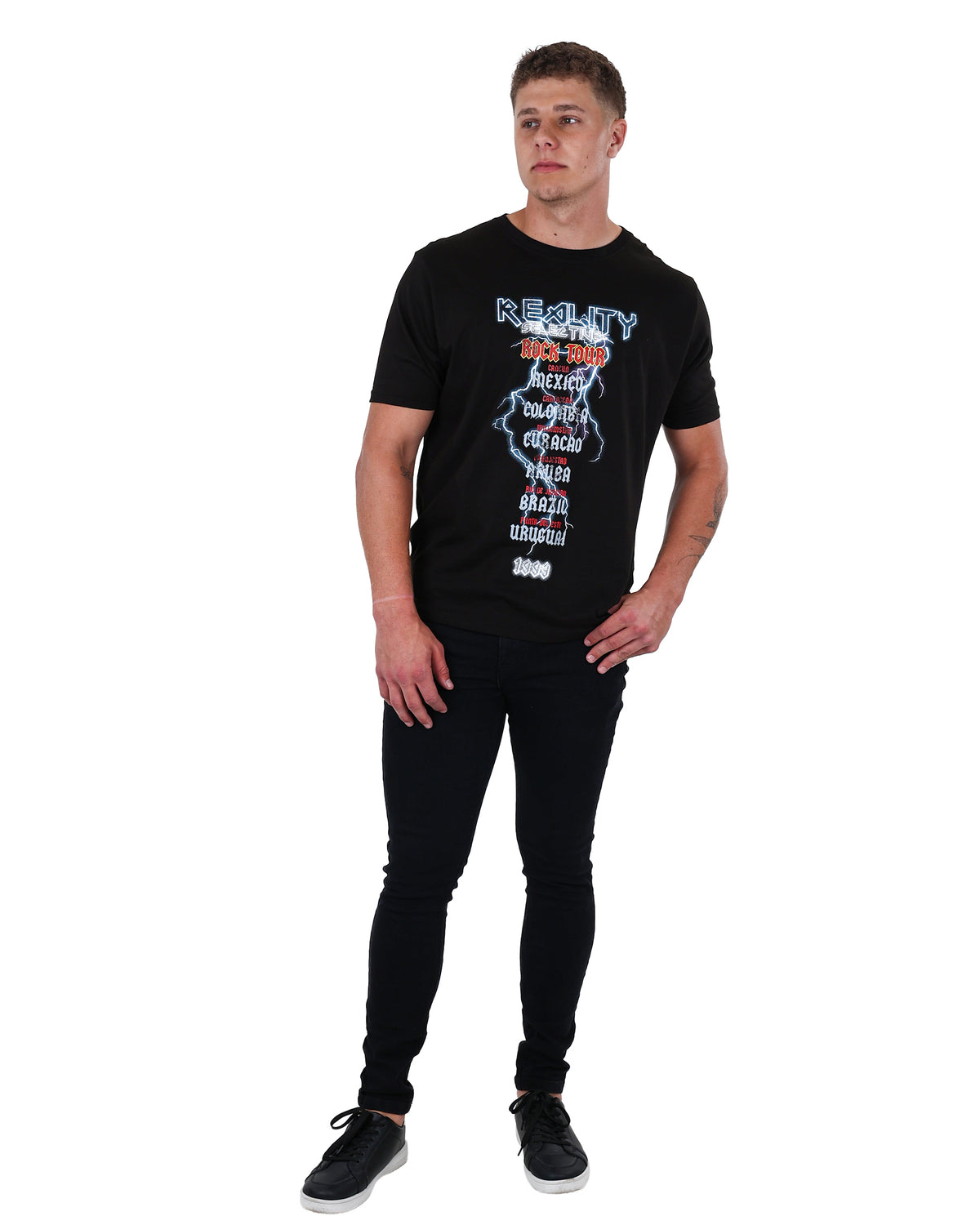 Short Sleeve Black Reality Selective Band T-Shirt