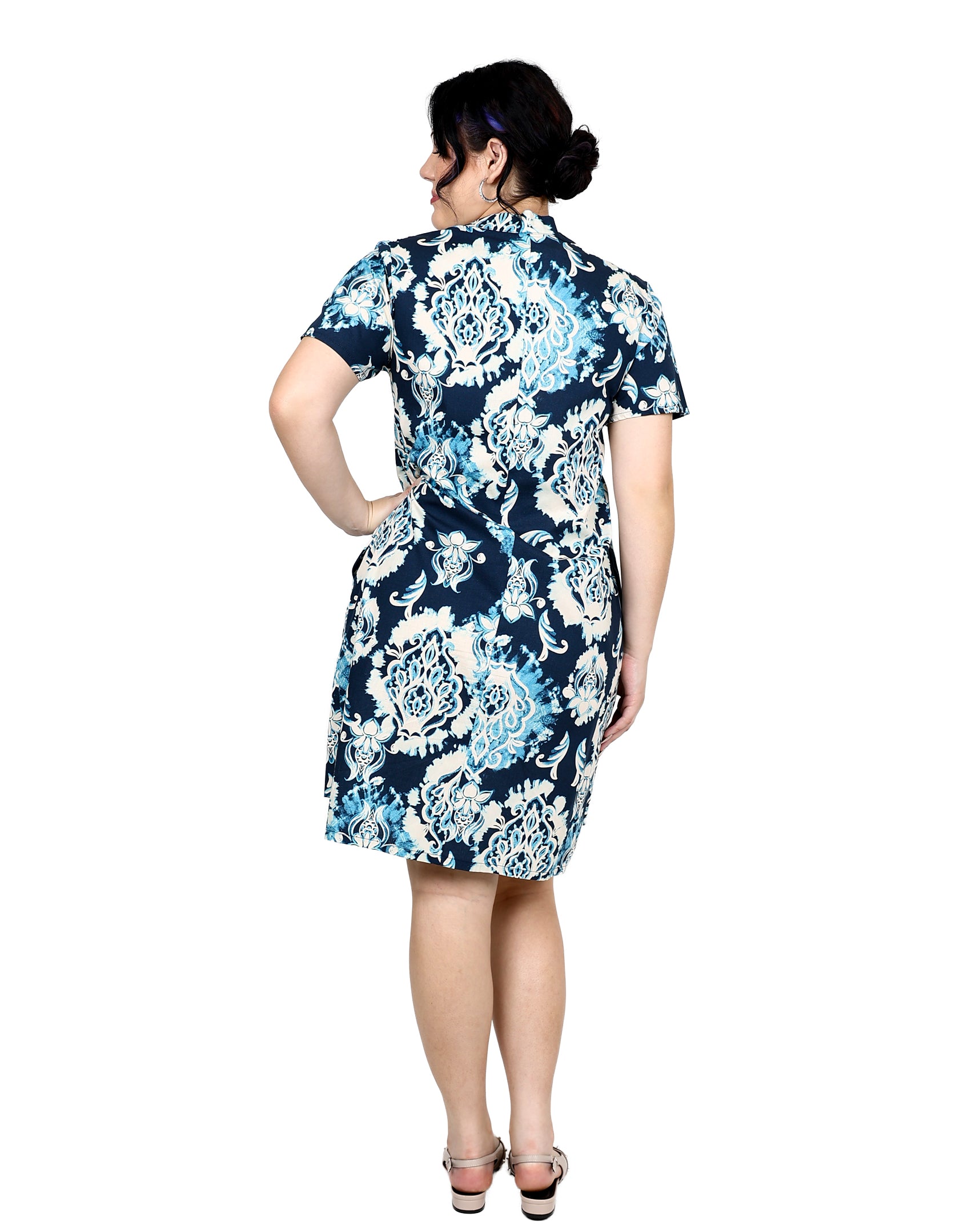 Short Sleeve Printed Tunic Dress