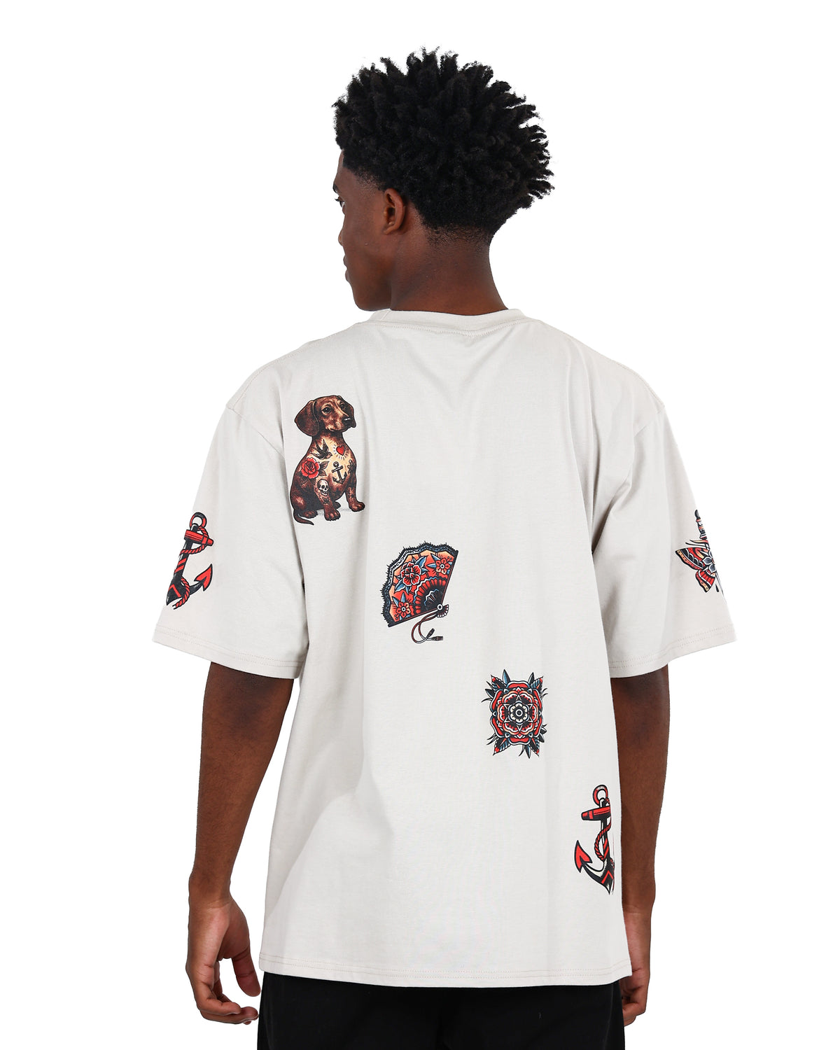 Short Sleeve Sailor Jerry Stamps Stone T-Shirt