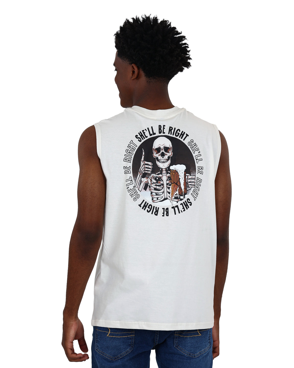 Sleeveless Cream She'll Be Bright Graphic Vest