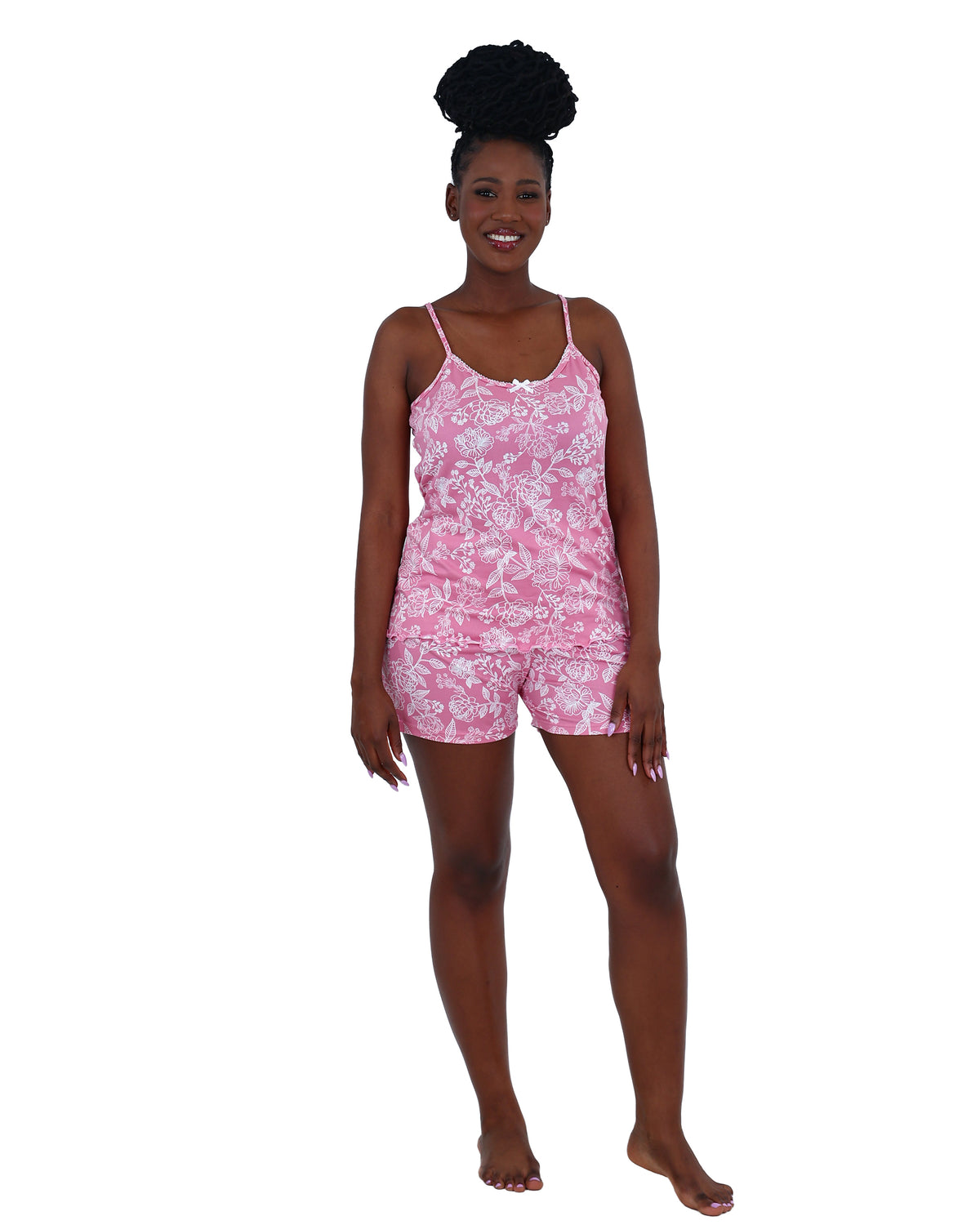 Strappy Pink Floral Pyjama Shorts Set