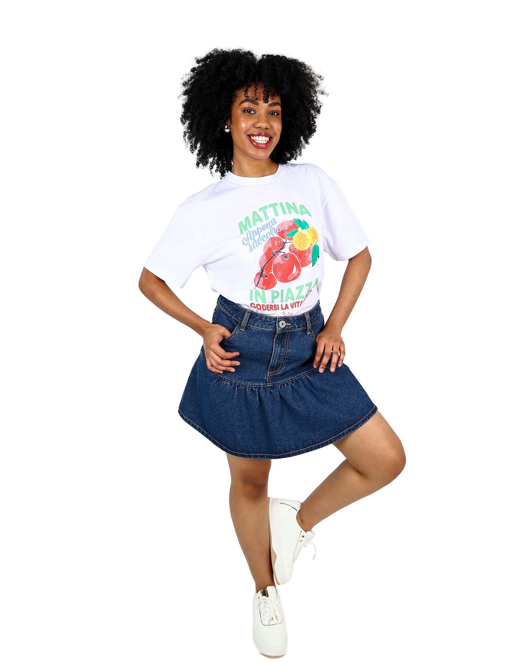 Denim Ruffle Mini Skirt